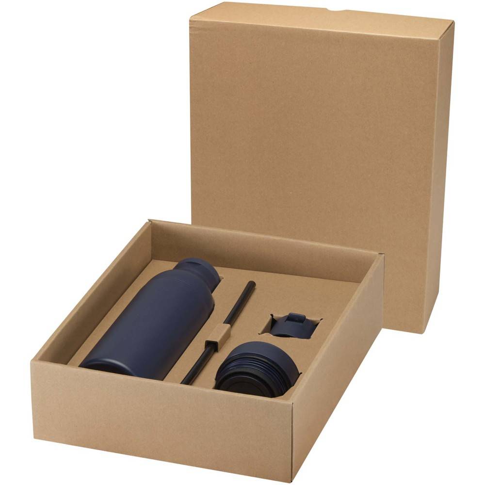 Doppelwandige Edelstahl-Trinkflasche 650 ml mit 3-teiligem Deckelset TRIVEX