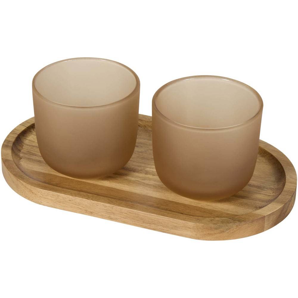 Holztablett-Set mit Glastassen SERAVO
