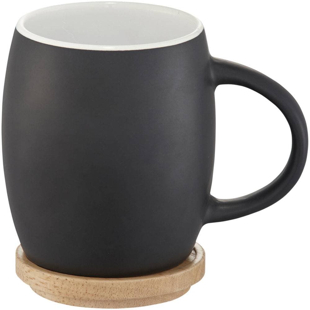Keramiktasse mit Holzuntersetzer CORVUM