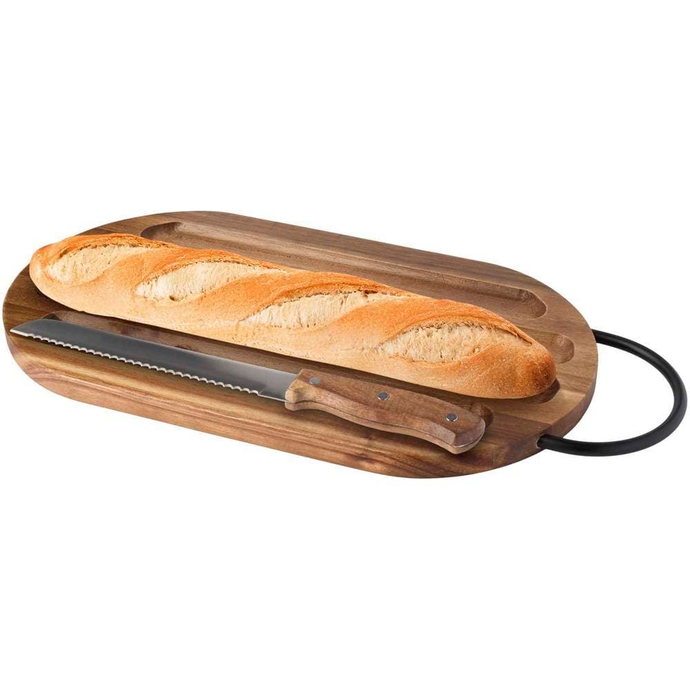 Akazienholz Schneidebrett mit Brotmesser TIMBARA