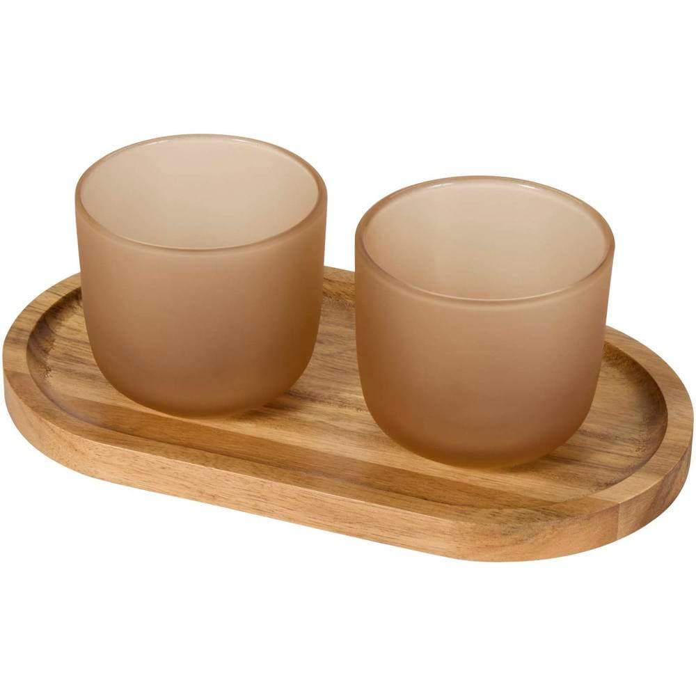 Holztablett-Set mit Glastassen SERAVO