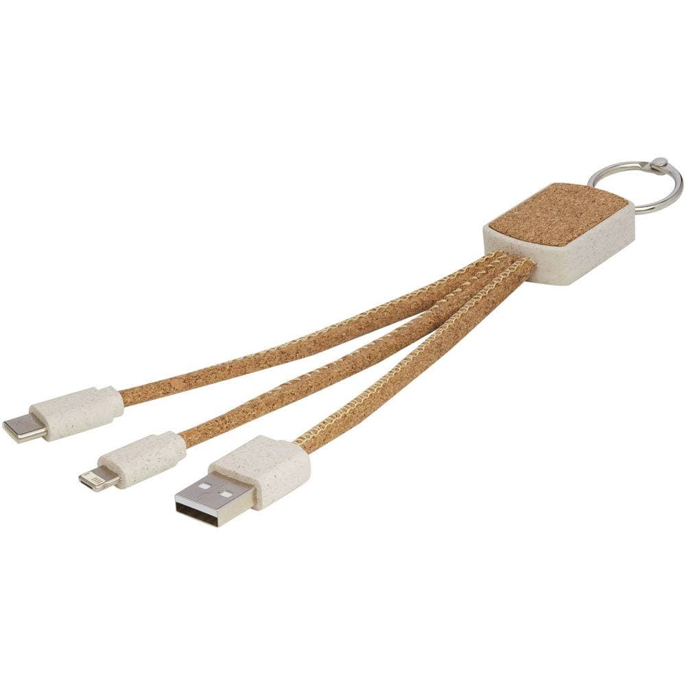 3-in-1 Ladekabel aus Weizenstroh und Kork TRIVA